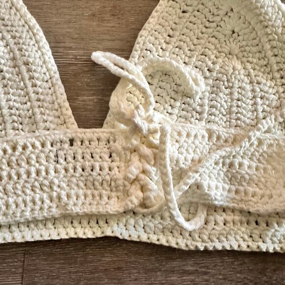 Debut Crochet Bra Top Beige Cream BOHO New Size S/M - Picture 4 of 6